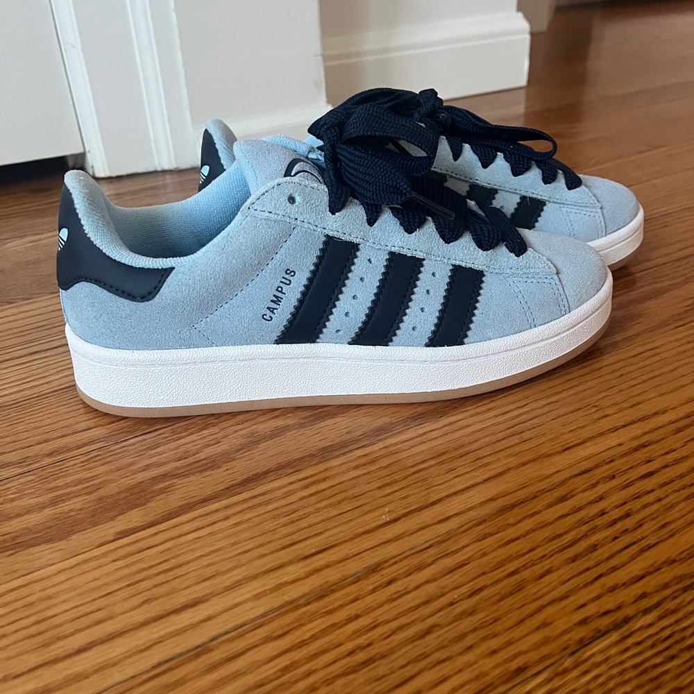 Adidas Campuses 00 in light blue and navy